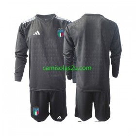 Camisolas de futebol Itália Guarda Redes Criança Equipamento Alternativa 2023 Manga Comprida